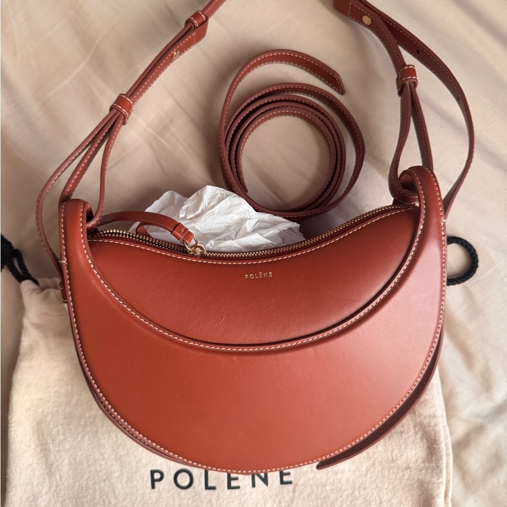 Polene Numero Dix Smooth Leather Cognac